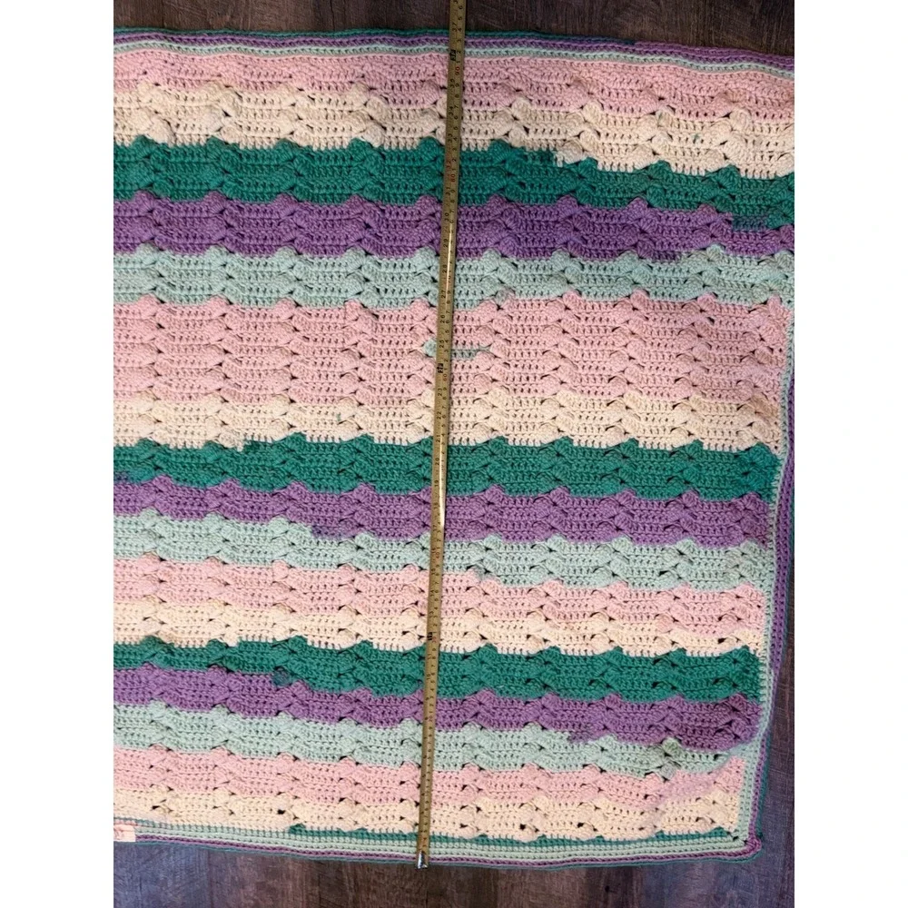 Handmade‎ Crochet Baby Blanket Pastel Waves Toddler Crib Cover